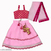 Sleeveless embroidered lehenga dresses in satin and net with mirror work, sizes 12-8 years, Indian origin